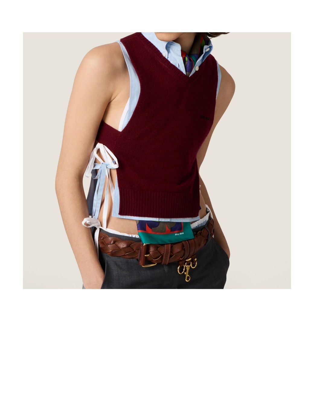 Miu Miu Red Cashmere Backless Sweater Vest