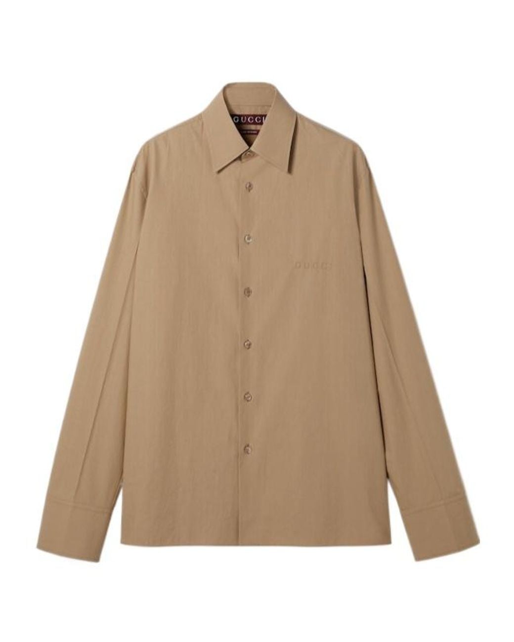 Gucci Natural Embossed Long-Sleeve Poplin Shirt for men