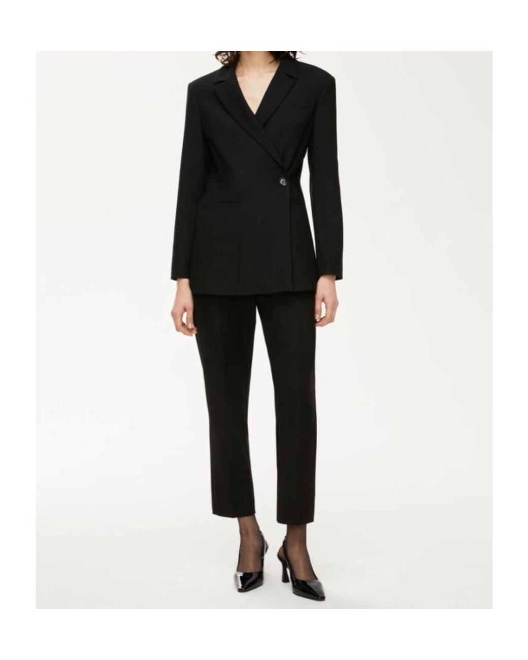 iBlues Black Notched-Lapel Double-Breasted Blazer