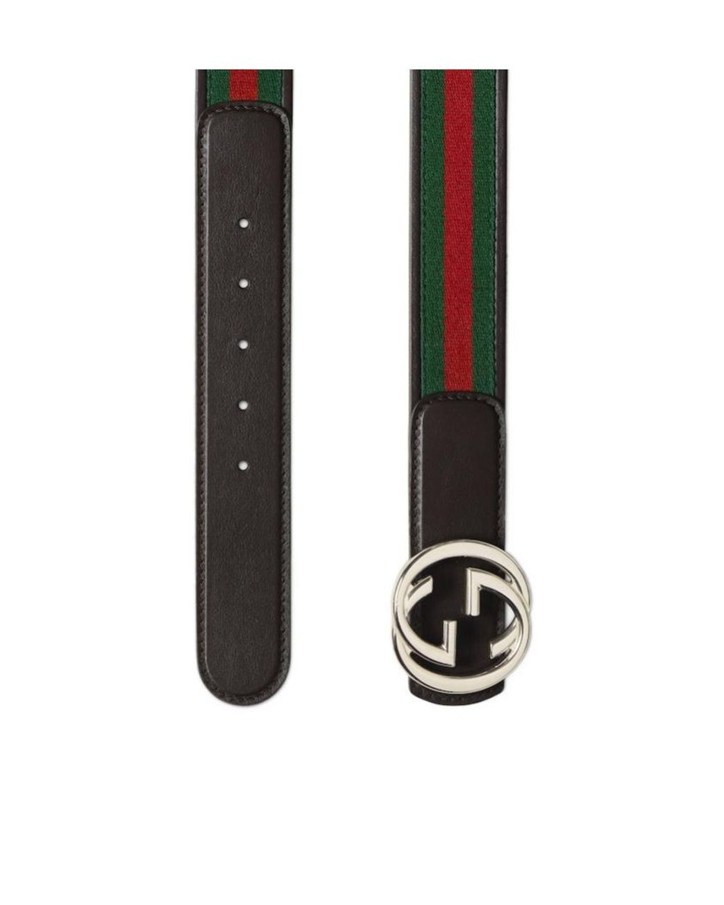 Gucci White Interlocking G Buckle Reversible Belt for men