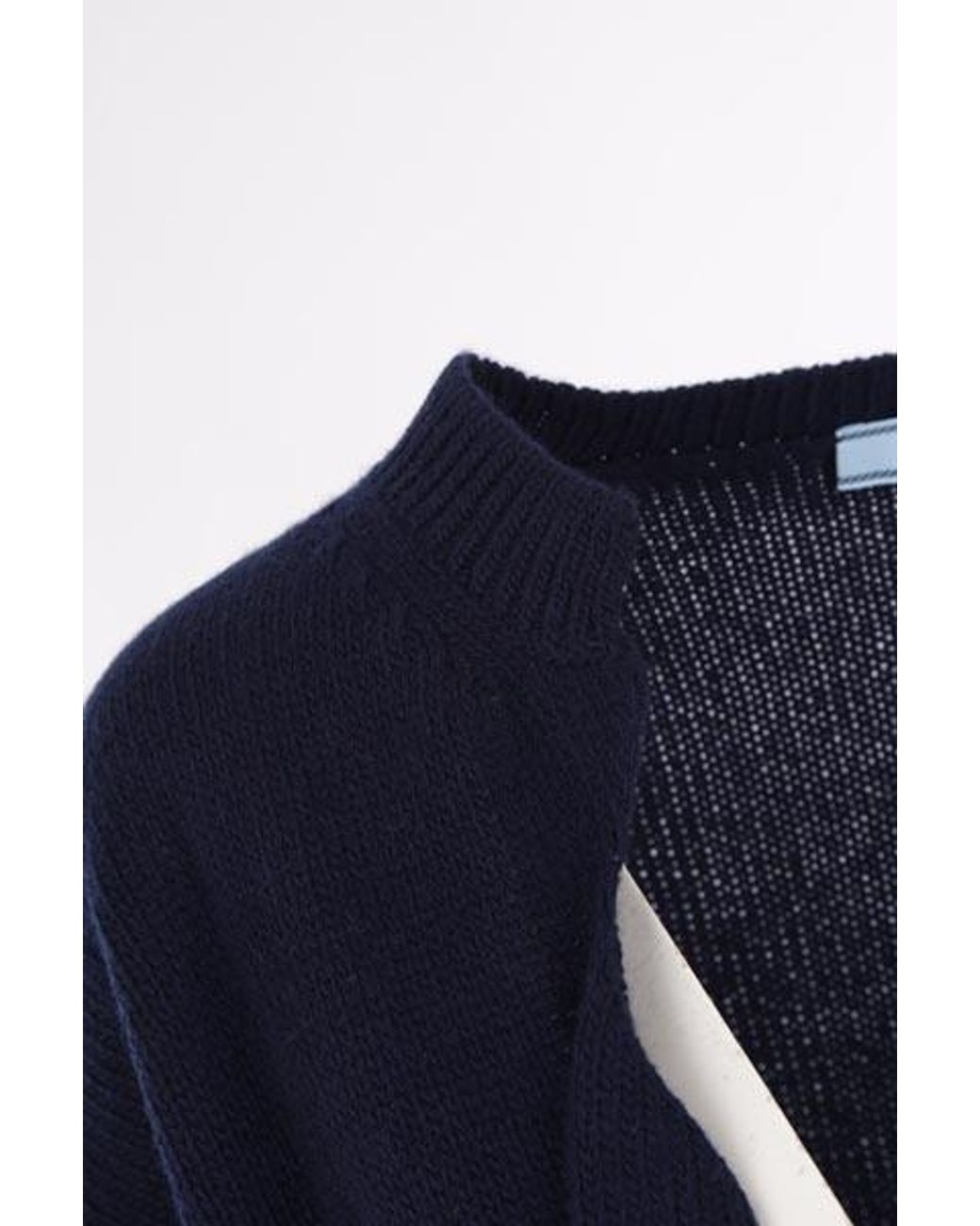 Prada Blue Buttoned V-Neck Jumper