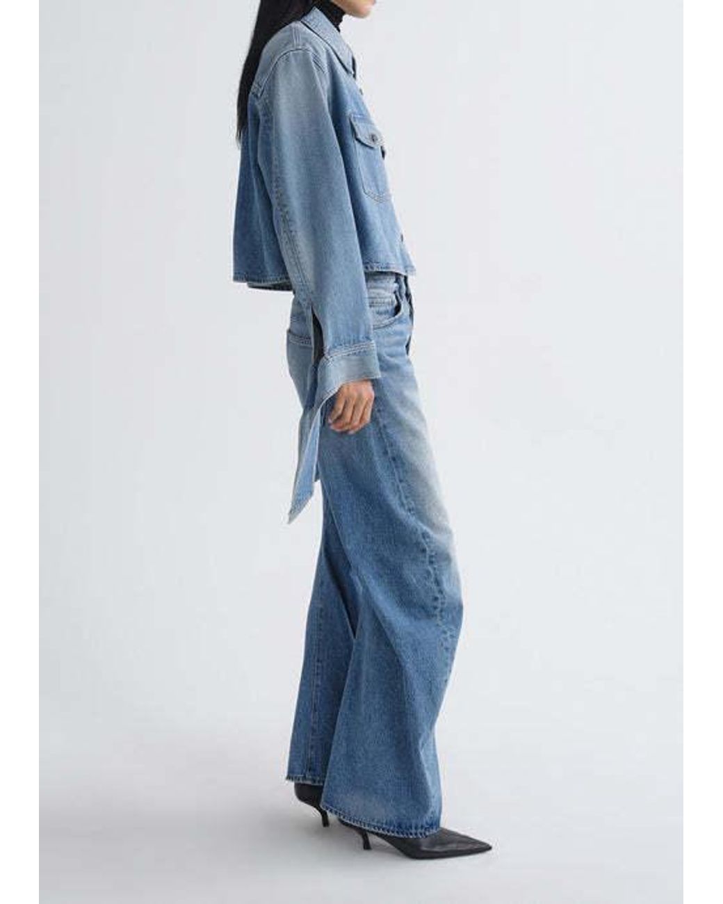 Agolde Blue Cropped Denim Shirt Jacket
