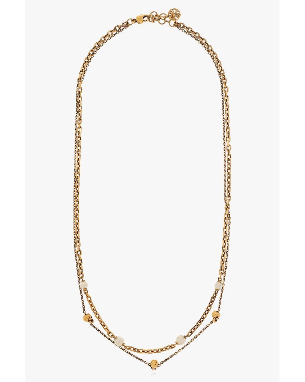 McQueen White Skull Detailed Necklace