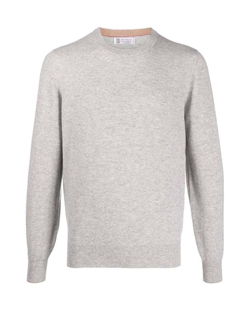 Brunello Cucinelli Gray Crewneck Knitted Jumper for men