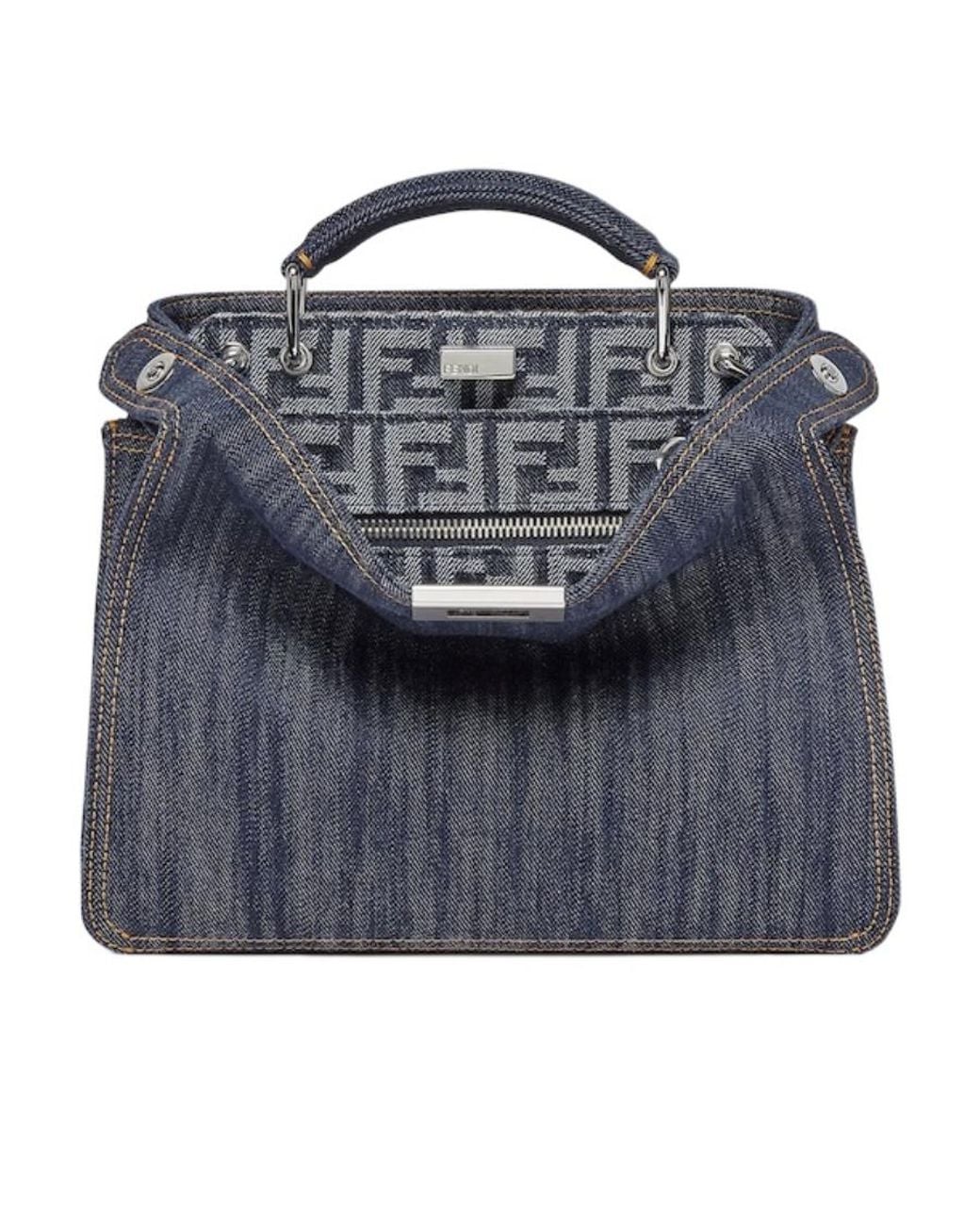 Fendi Blue Peekaboo Iseeu Mini Denim Tote Bag for men
