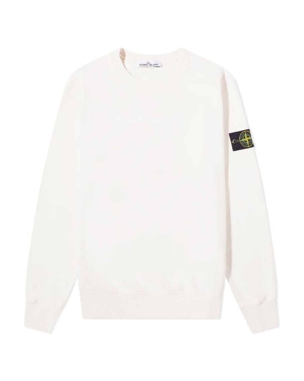 Stone Island White Compass-Patch Crew-Neck Sweatshirt for men