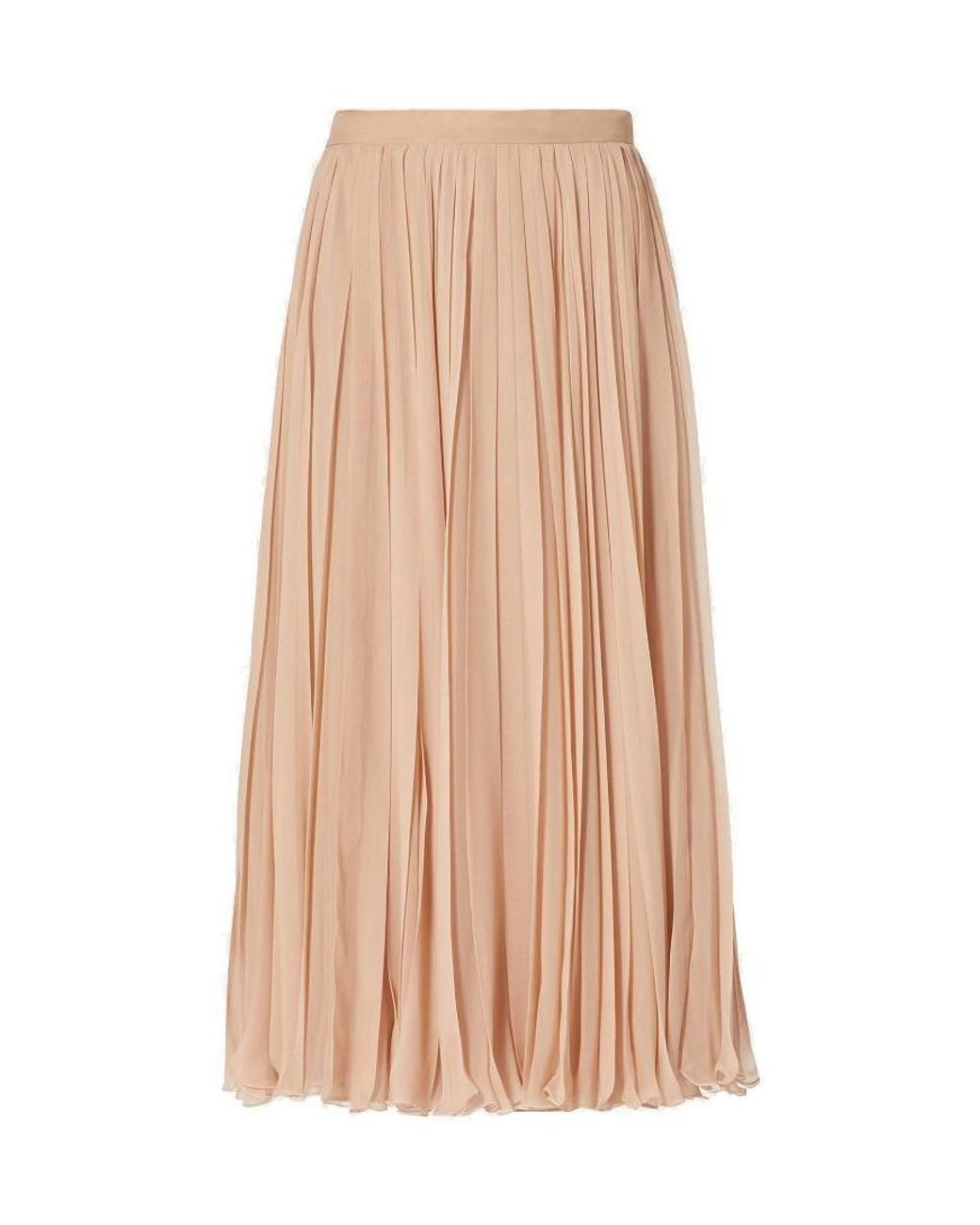Valentino Natural Pleated Mid-Length Skirt