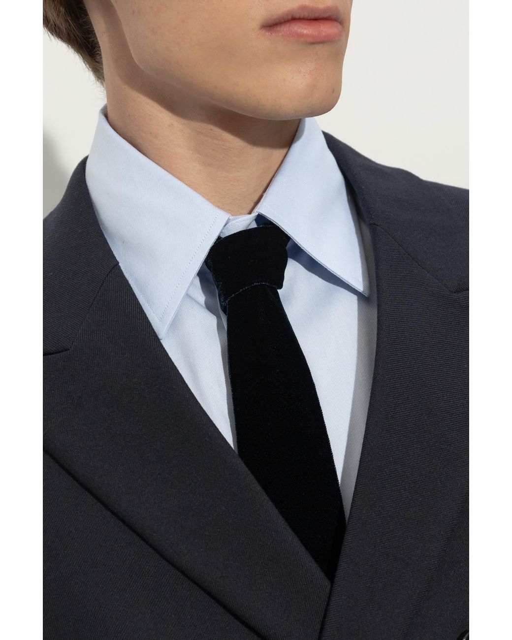 Giorgio Armani Blue Wrap Look Velvet Tie for men