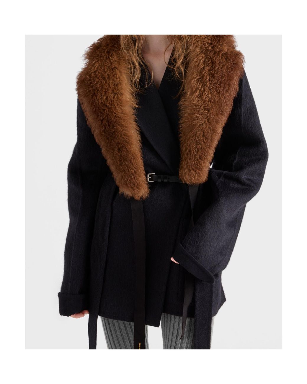 Prada Blue Single-Breasted Double Velour Caban Jacket