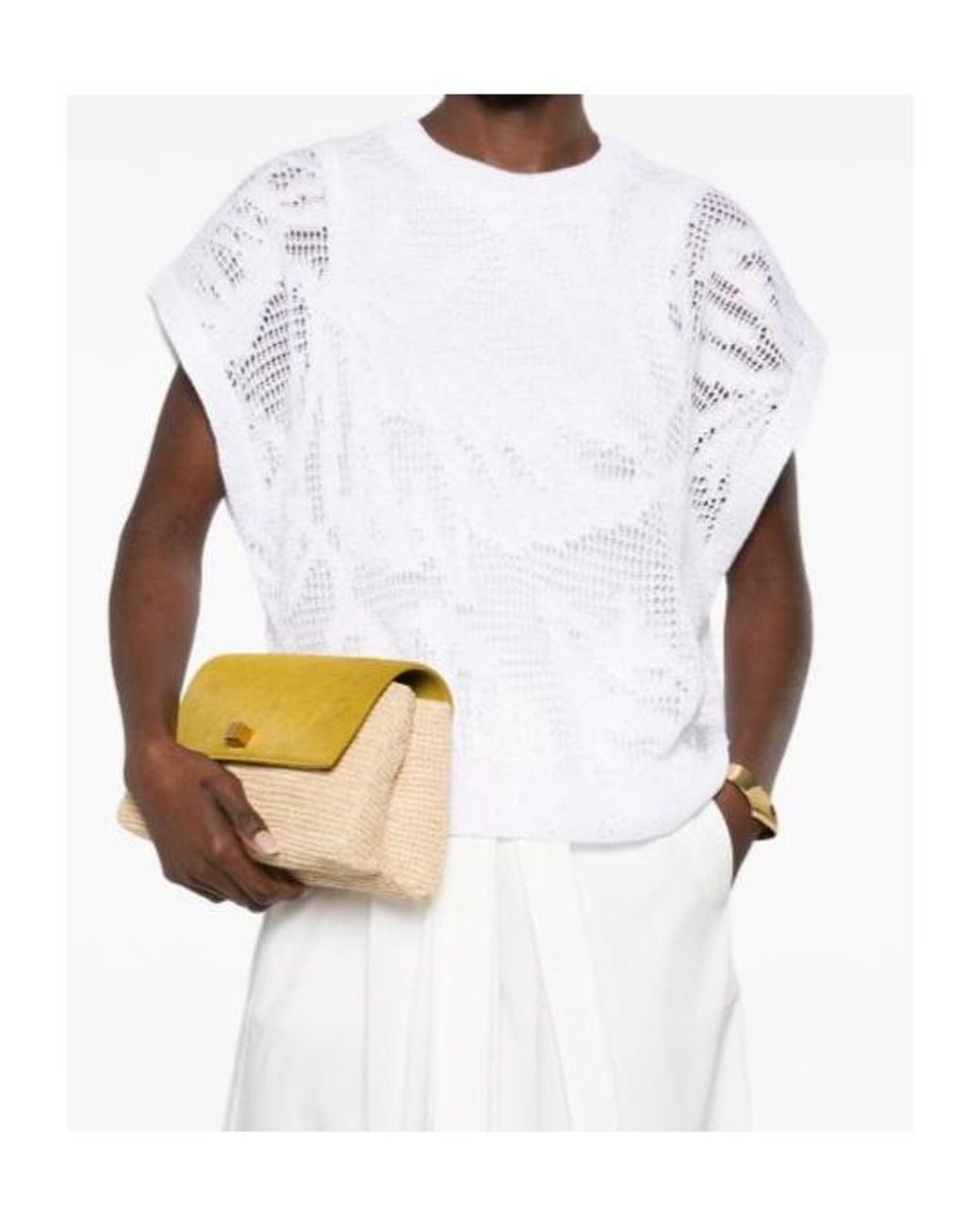 Brunello Cucinelli White Dazzling Water Lillies Knit T-Shirt
