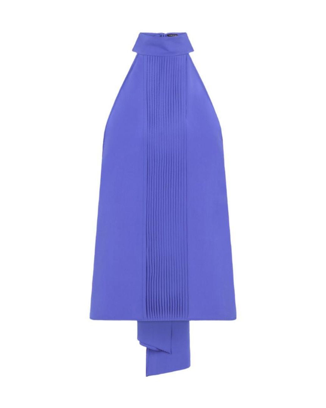 Tom Ford Blue Pleated Tie Neck Top