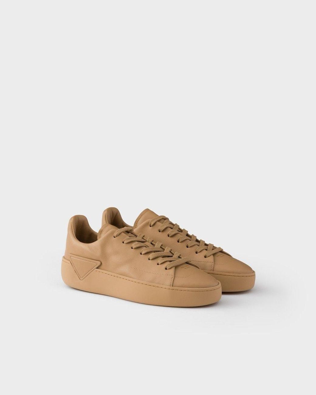 Prada Natural Lace-Up Sneakers