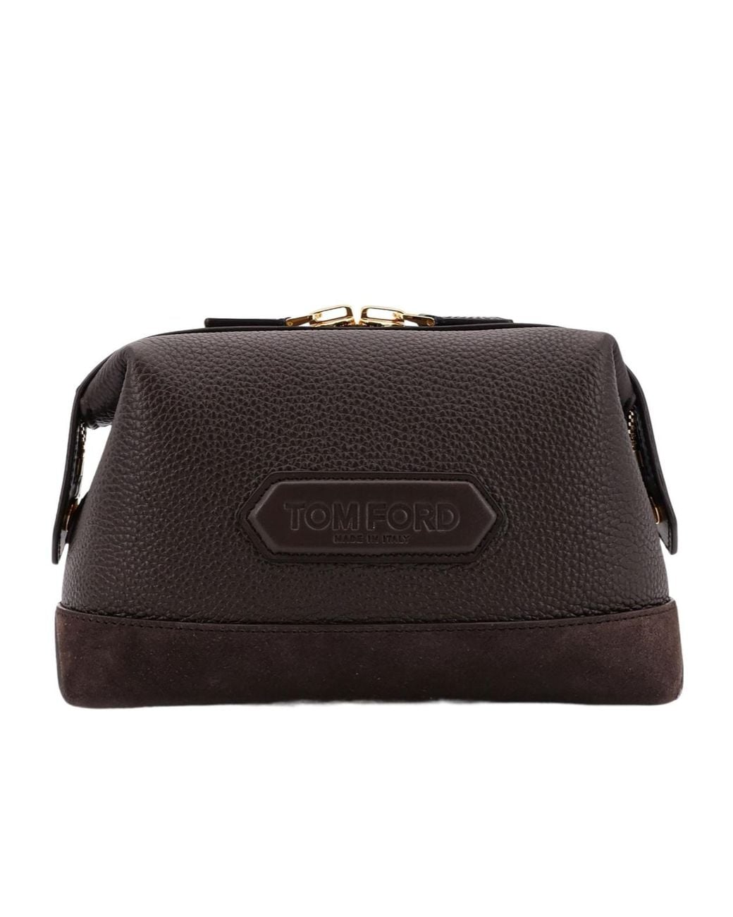Tom Ford Black Logo-Patch Zipped Clutch Bag for men
