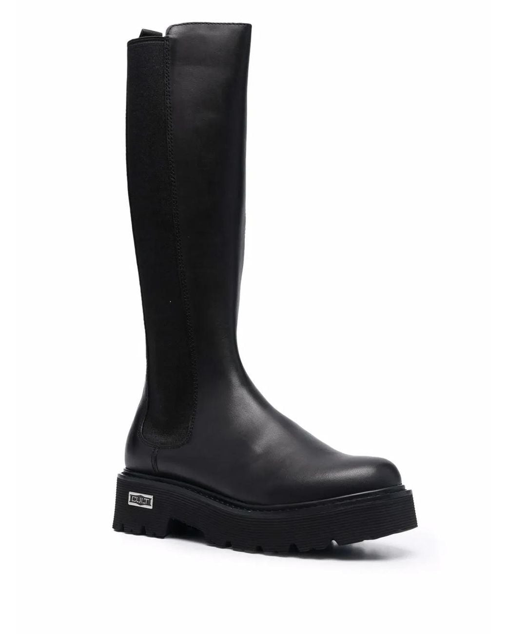 Cult Gaia Black Chunky Leather Knee-Length Boots