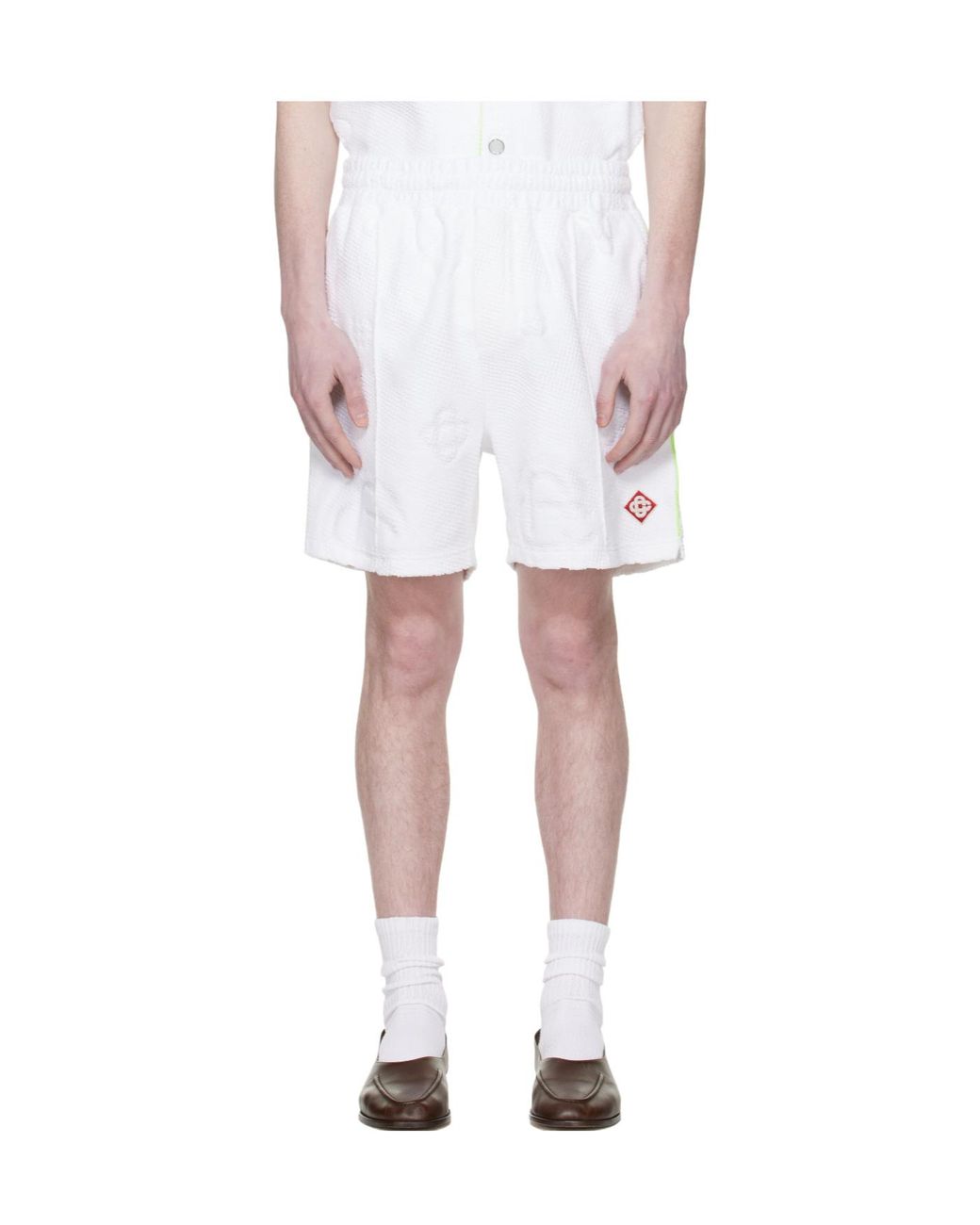 Casablanca White Towelling Monogram Bermuda Shorts for men