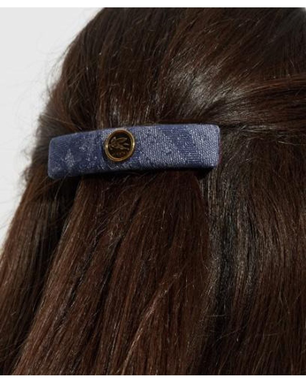 Etro Blue Logo Barrette Hair Clip