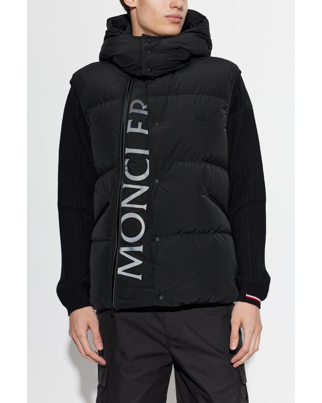 Moncler Black Aeclaire Hooded Down Vest for men