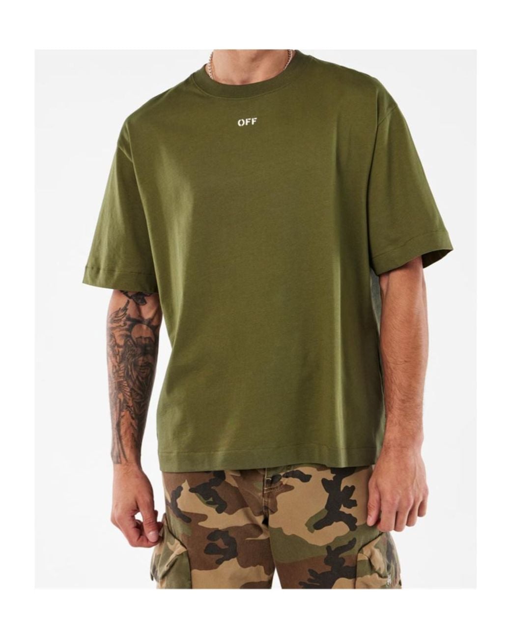Off-White c/o Virgil Abloh Green Logo Short Sleeve T-Shirt for men