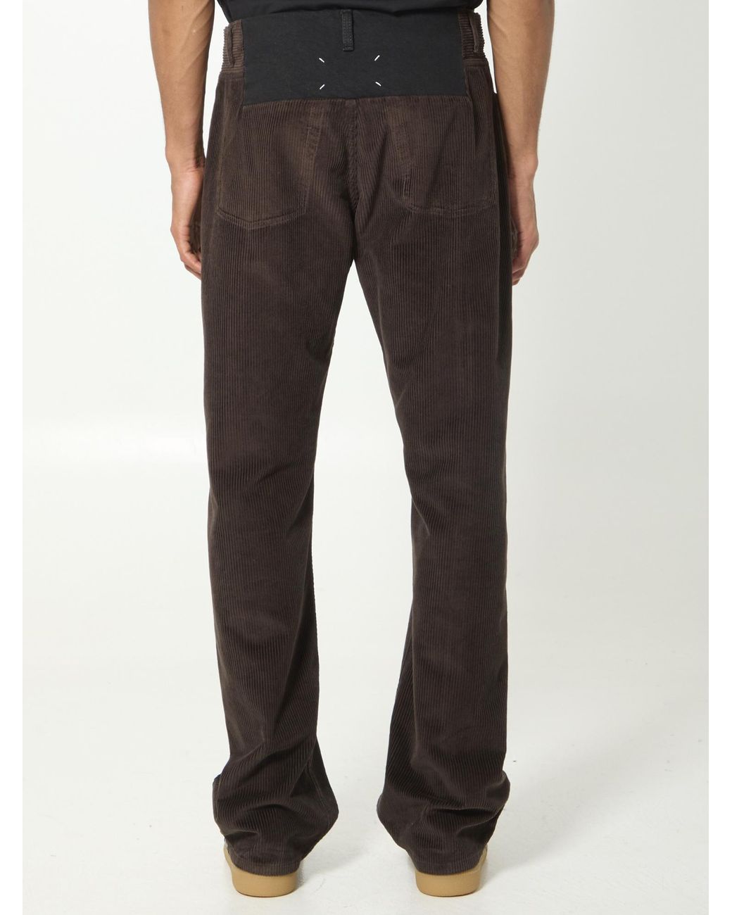 Maison Margiela Brown Contrast-Waist Corduroy Pants for men