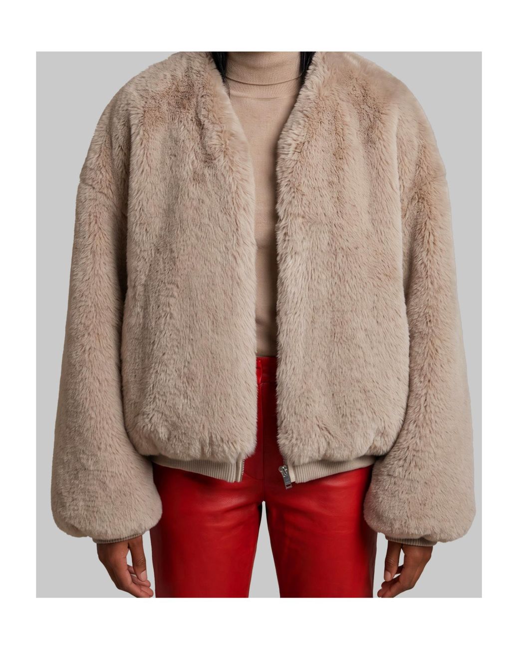 Frankie Shop Natural Senna Faux Fur Oversized Jacket
