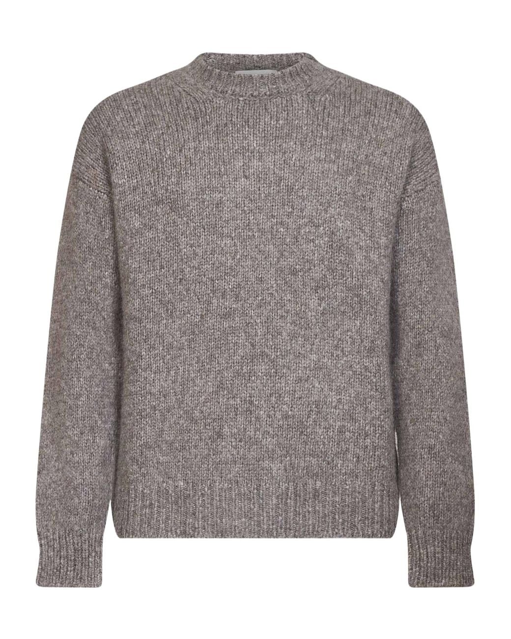 Roberto Collina Gray Crew Neck Knitted Sweater for men