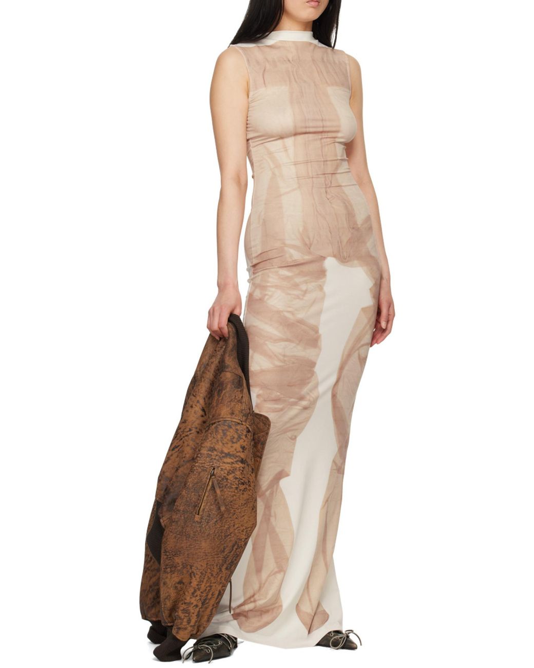 Acne White Mock-Neck Maxi Dress