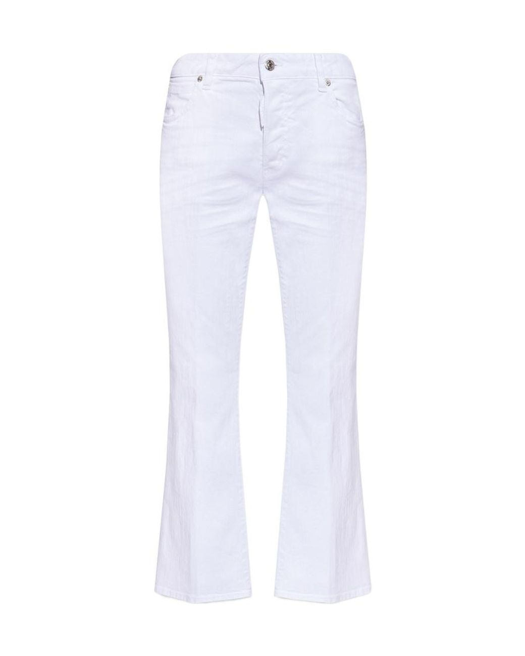 DSquared² White Bootcut High-Waist Cropped Trousers