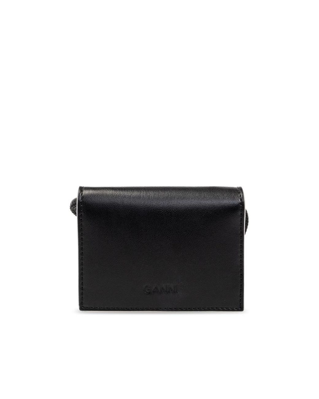 Ganni Black Bou Strapped Wallet