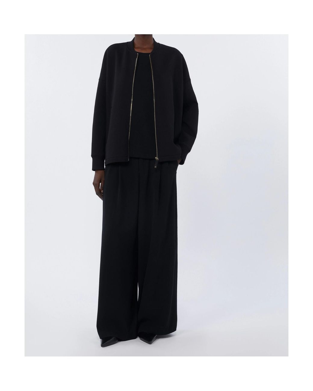 Max Mara Black Cotton-Blend Zip-Up Jacket