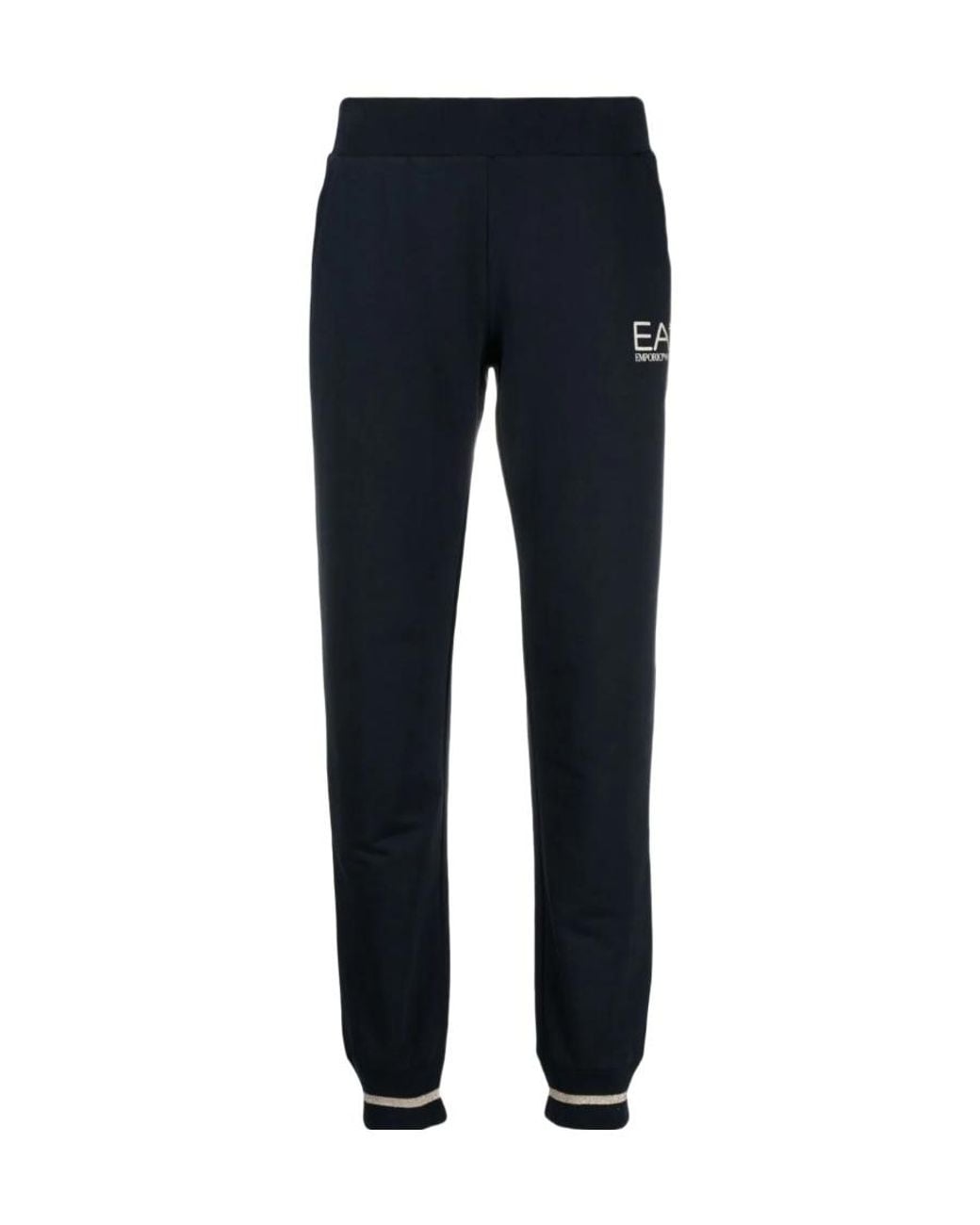 EA7 Blue Logo-Print Tapered Track Pants