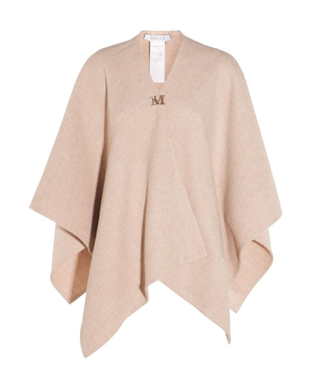 Max Mara Natural Serra Logo Patch Cape