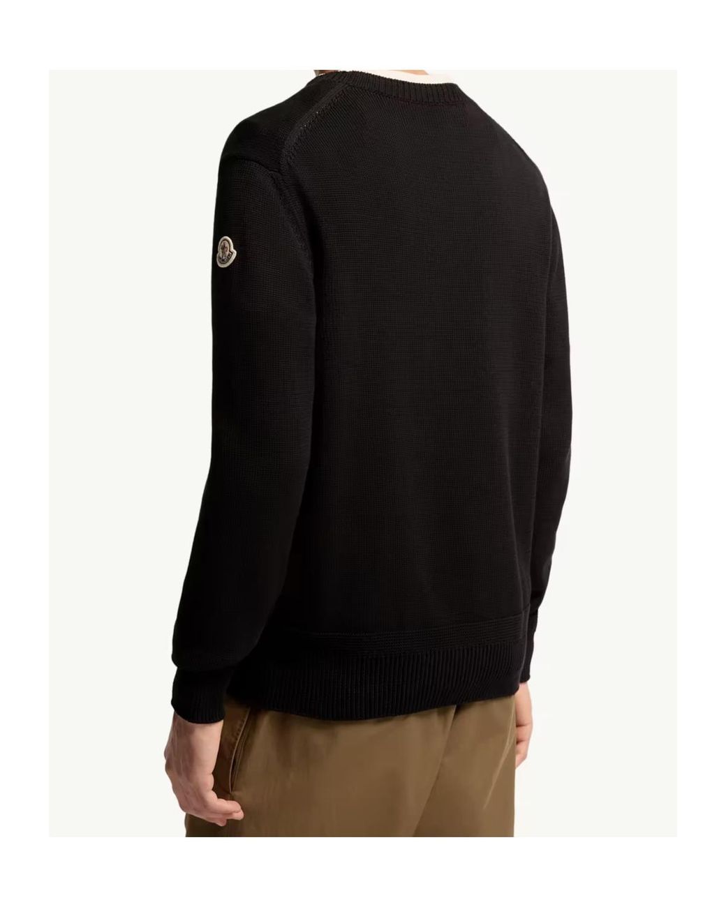 Moncler Black Logo Patch Crewneck Jumper for men
