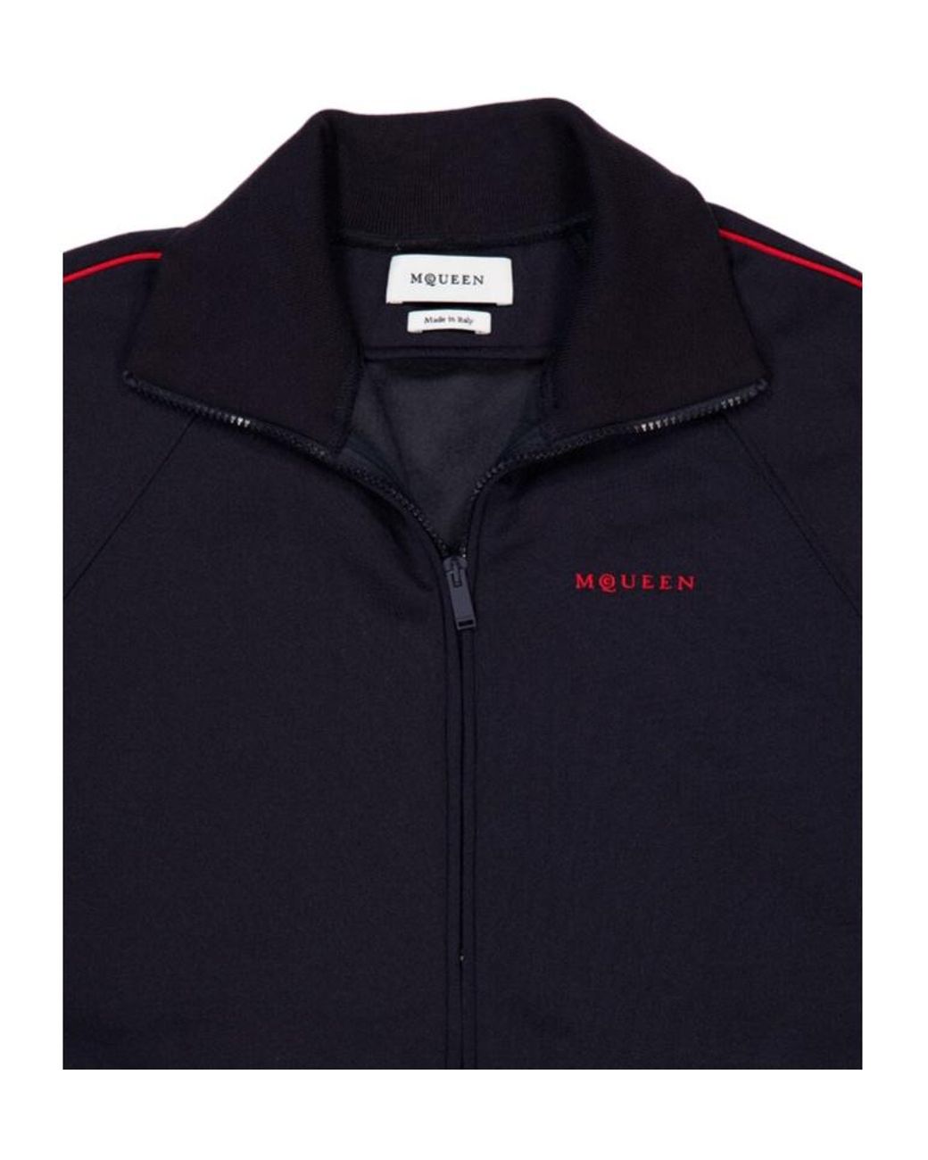 McQueen Blue Logo Embroidered Zip-Up Sweatshirt for men