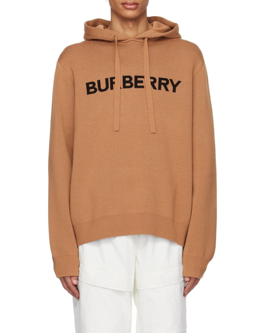 Burberry Brown Logo-Intarsia Knit Hoodie for men