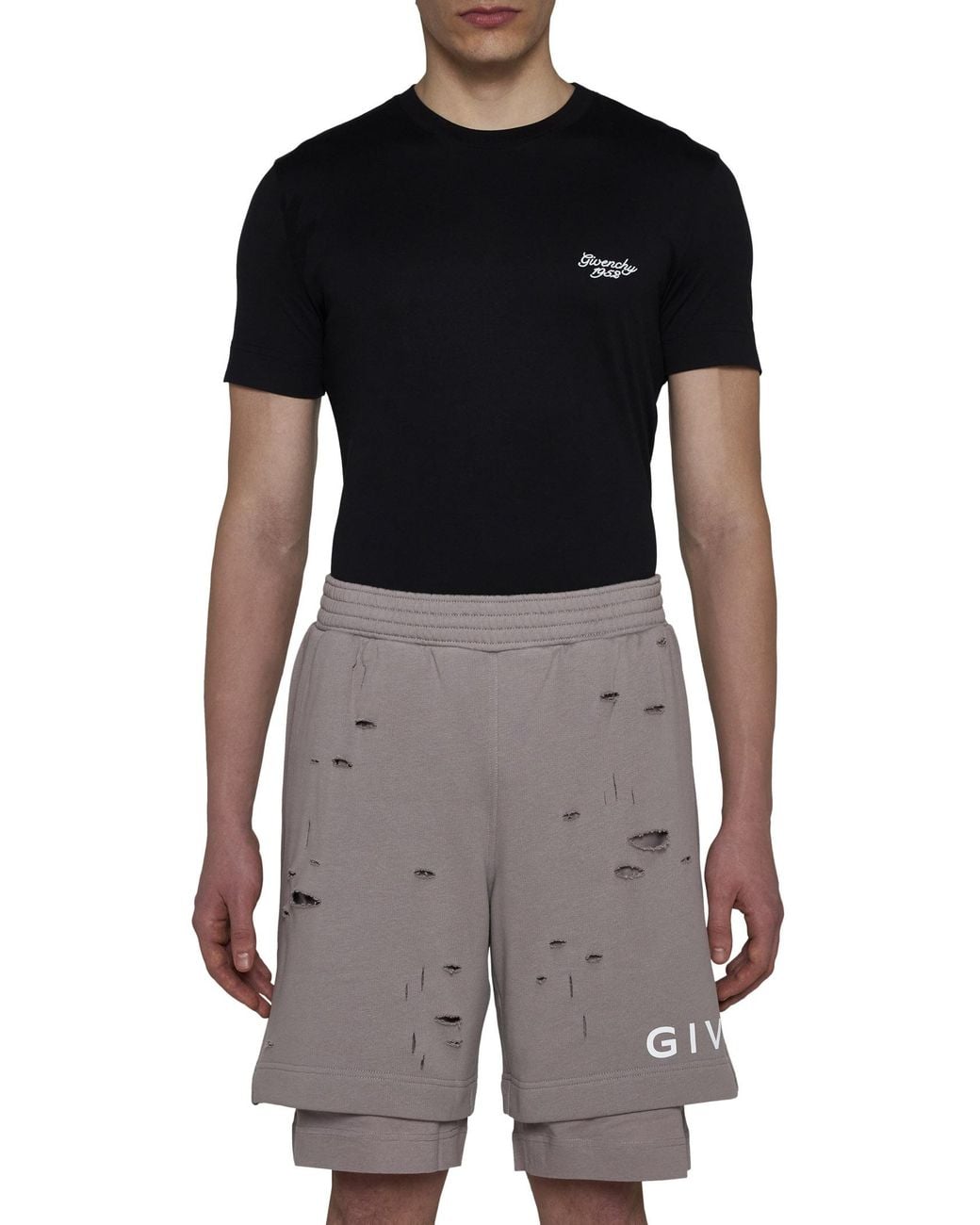 Givenchy Gray Destroyed Effect Bermuda Shorts for men