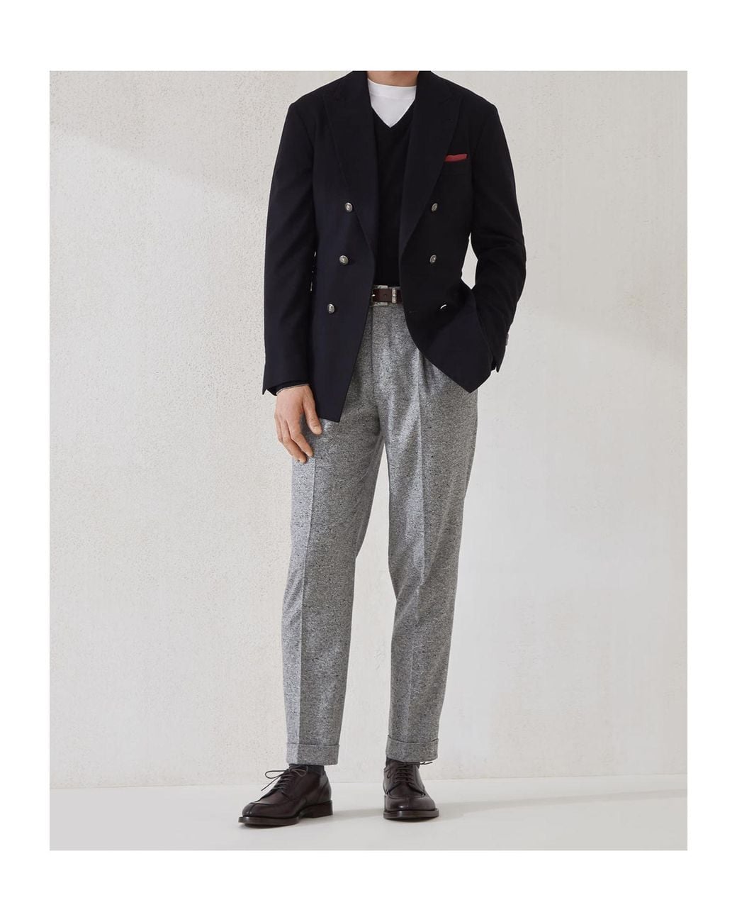 Brunello Cucinelli Black Pinces Detailed Pants for men