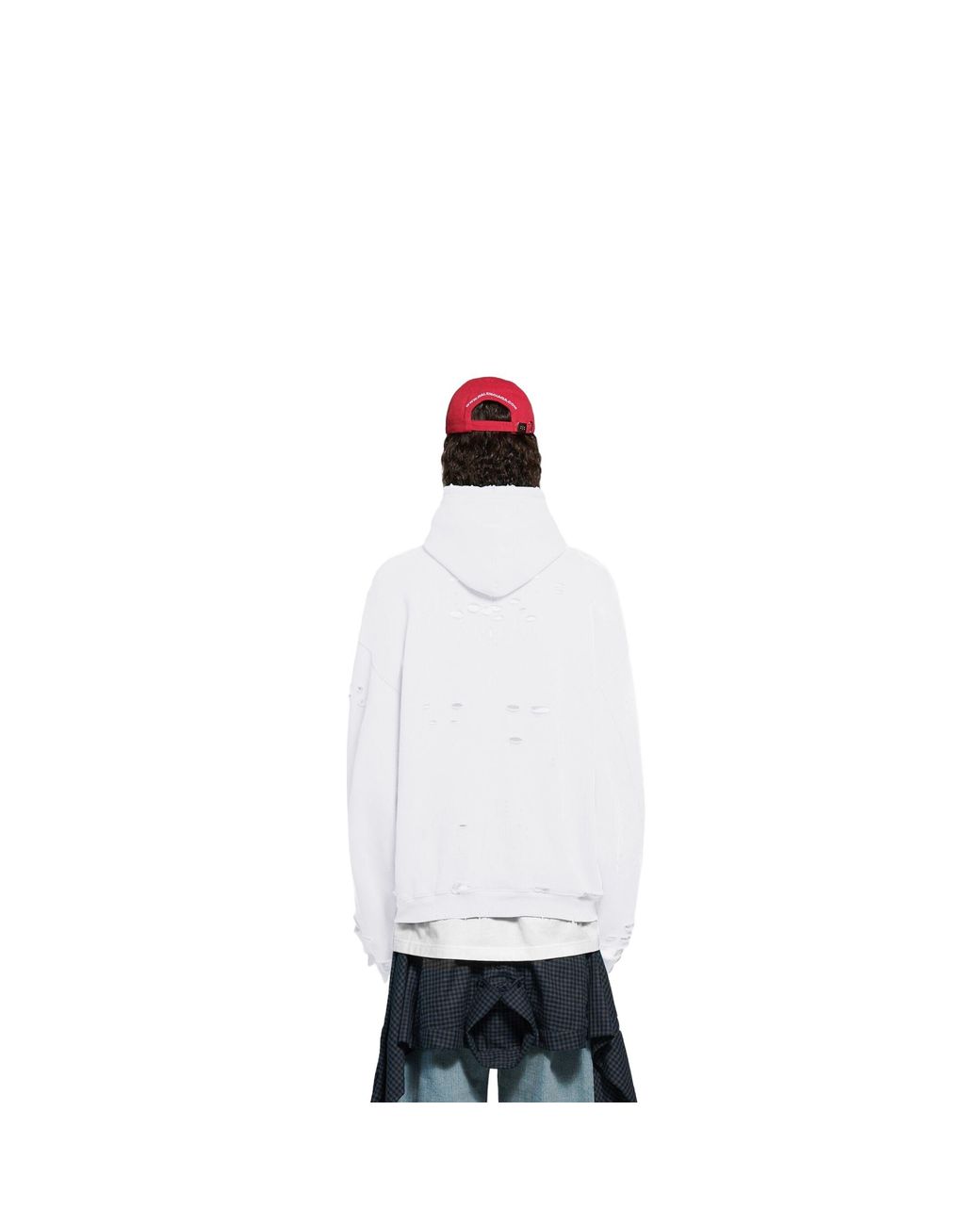Balenciaga White Hoodie Caps Destroyed for men