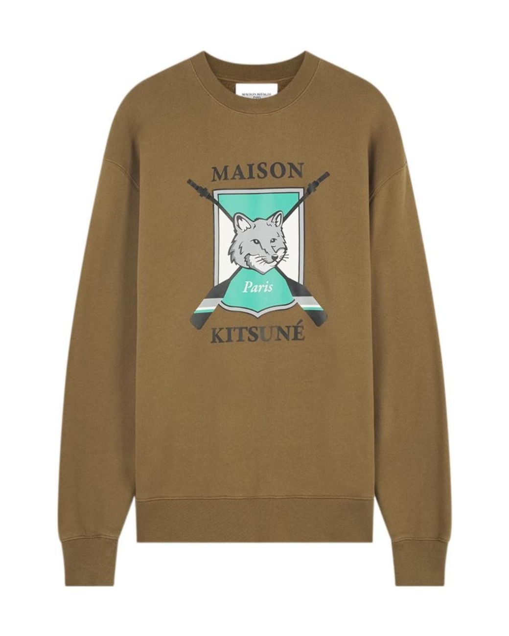 Maison Kitsuné Green Maison Kitsuné Fox Motif Crewneck Sweatshirt for men