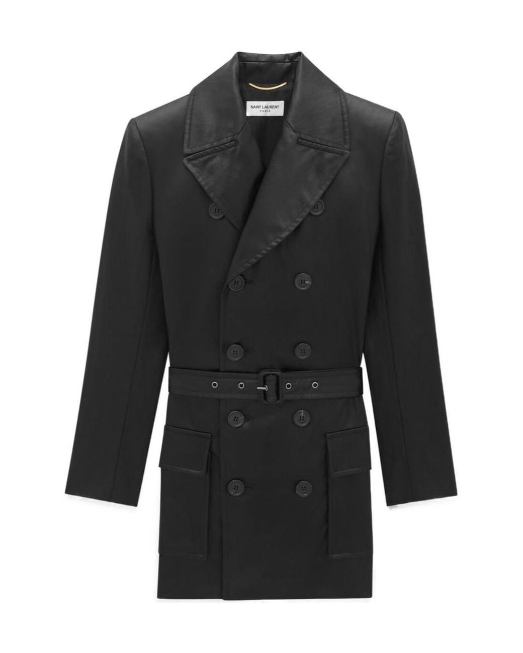 Saint Laurent Black Saharienne Double-Breasted Belted Jacket