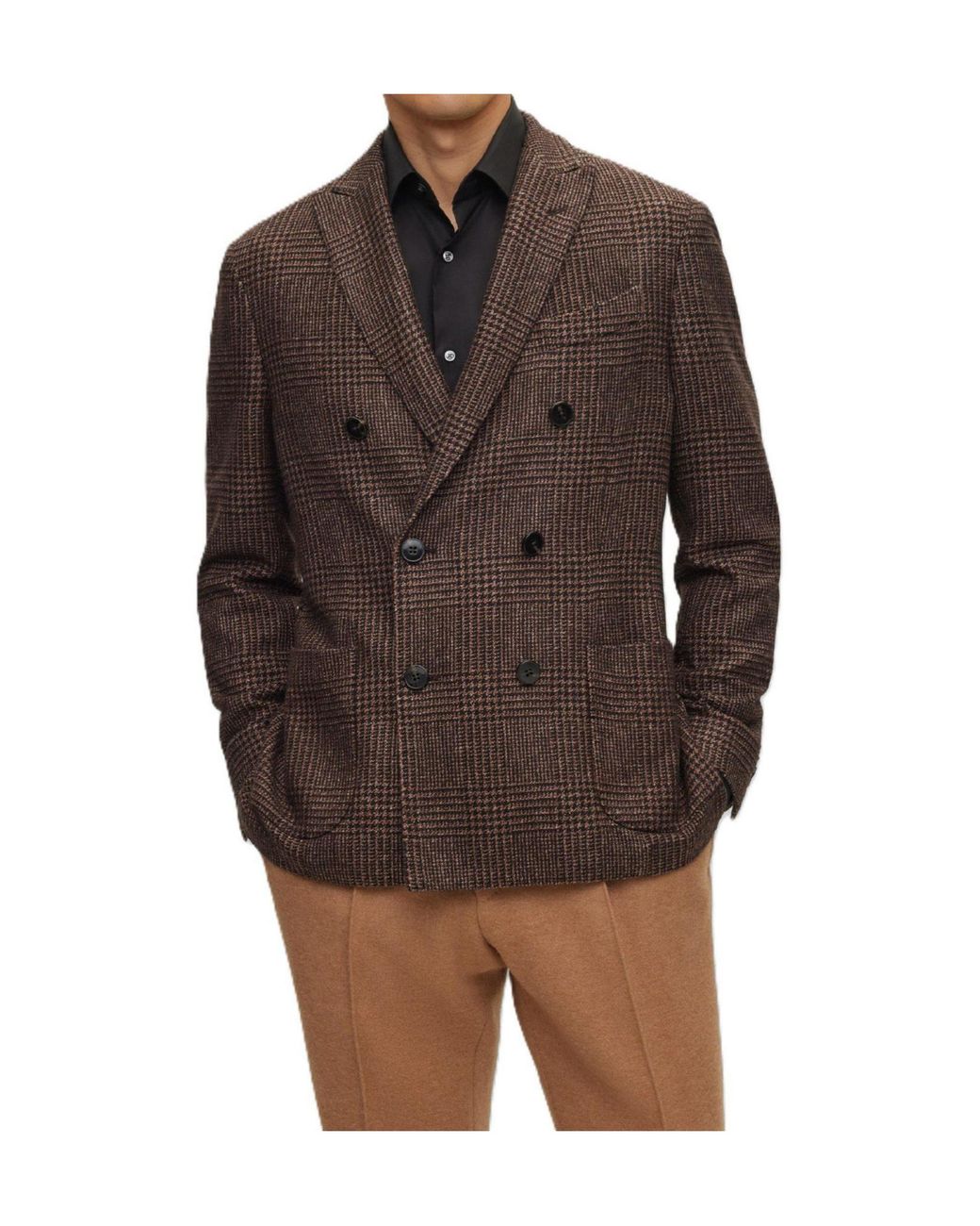 Boss Brown Classic Check Blazer for men