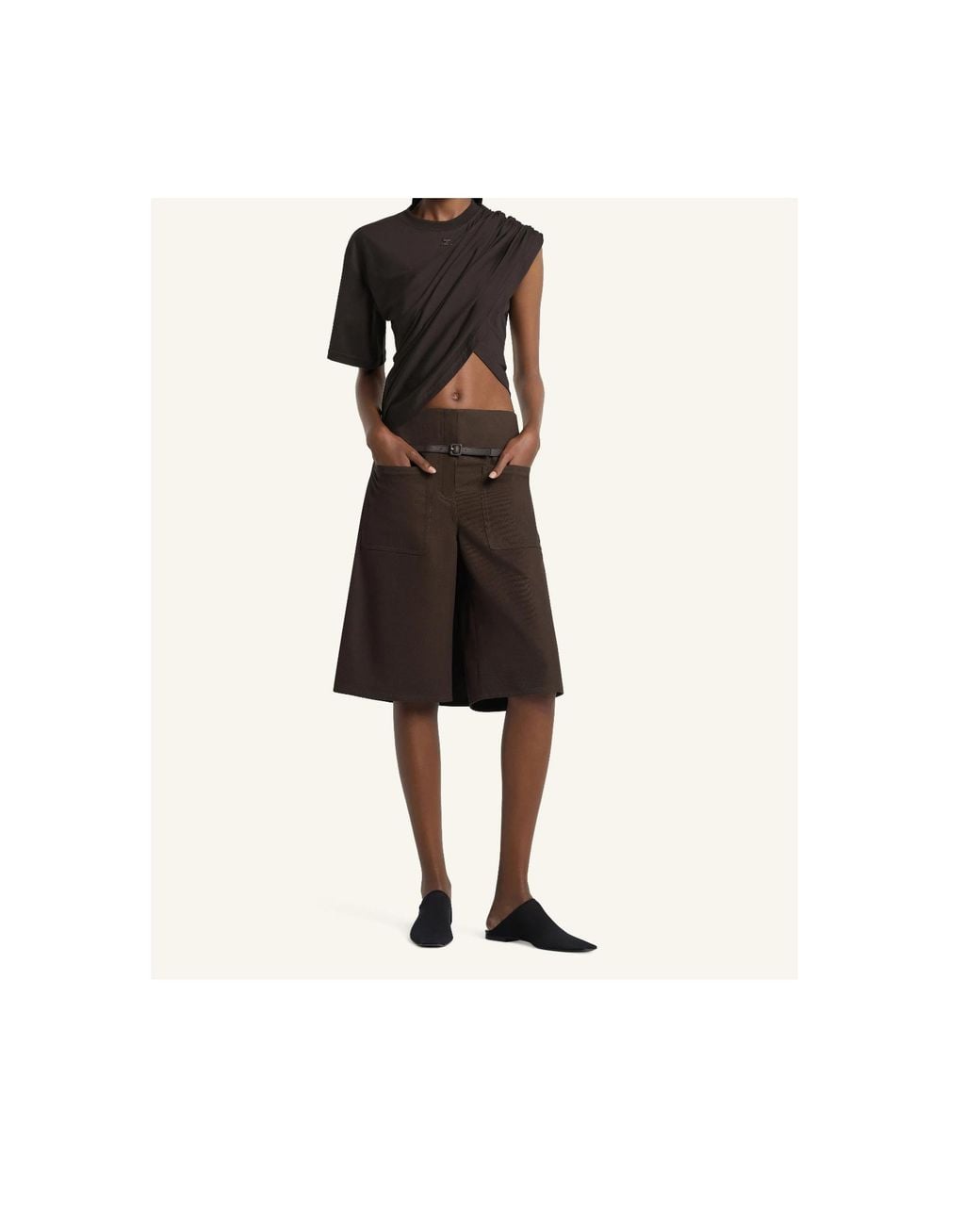 Courreges Black Asymmetrical Twist T-Shirt