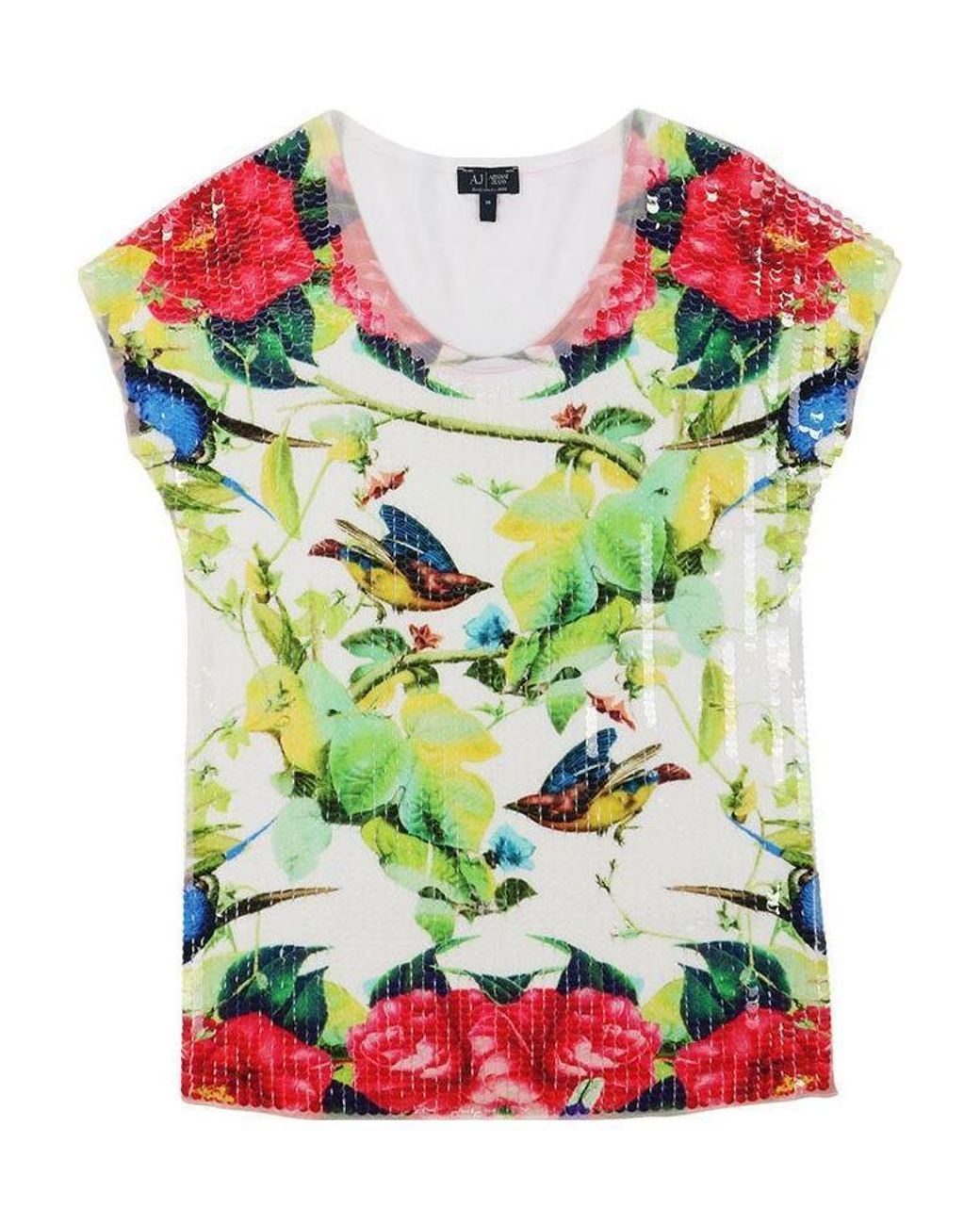 Armani Jeans Green Crew Neck Printed T-Shirt