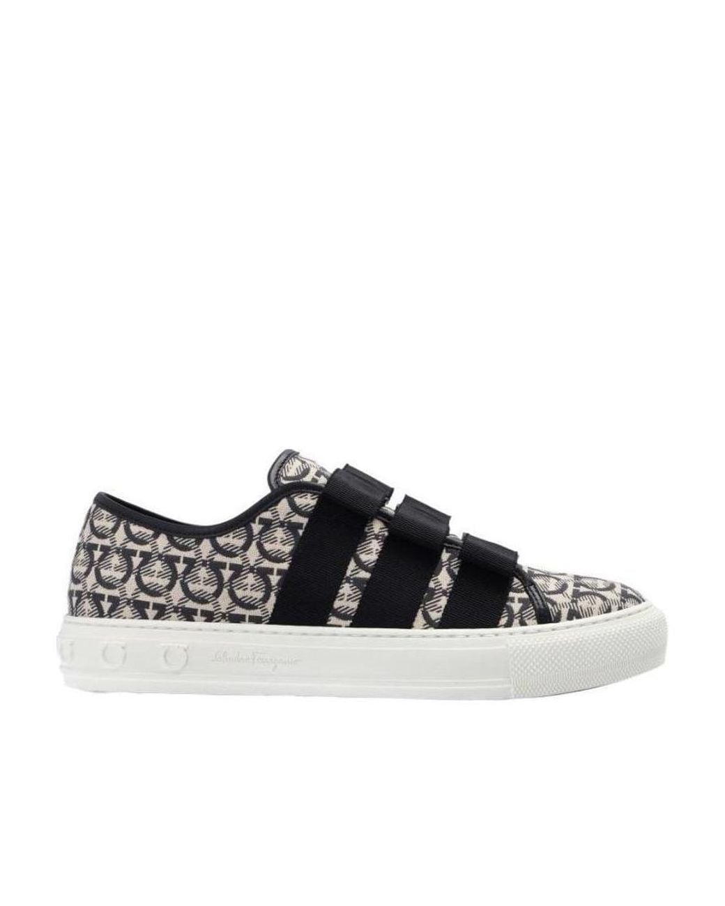 Ferragamo Black Gancini And Vara Bow Low-Top Sneakers