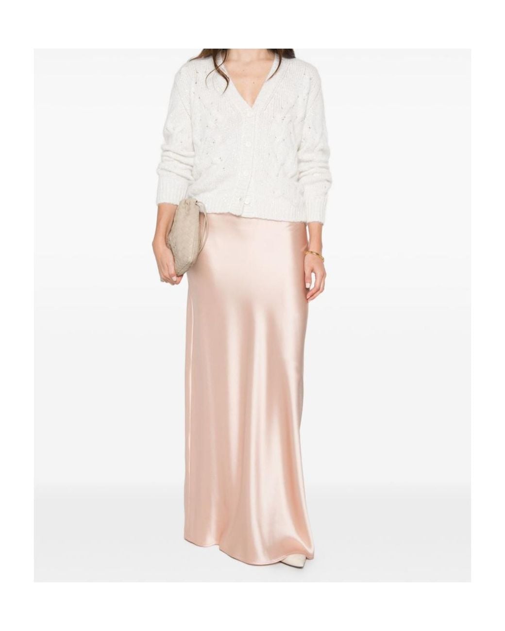 Fabiana Filippi White V-Neck Long-Sleeve Knit Top