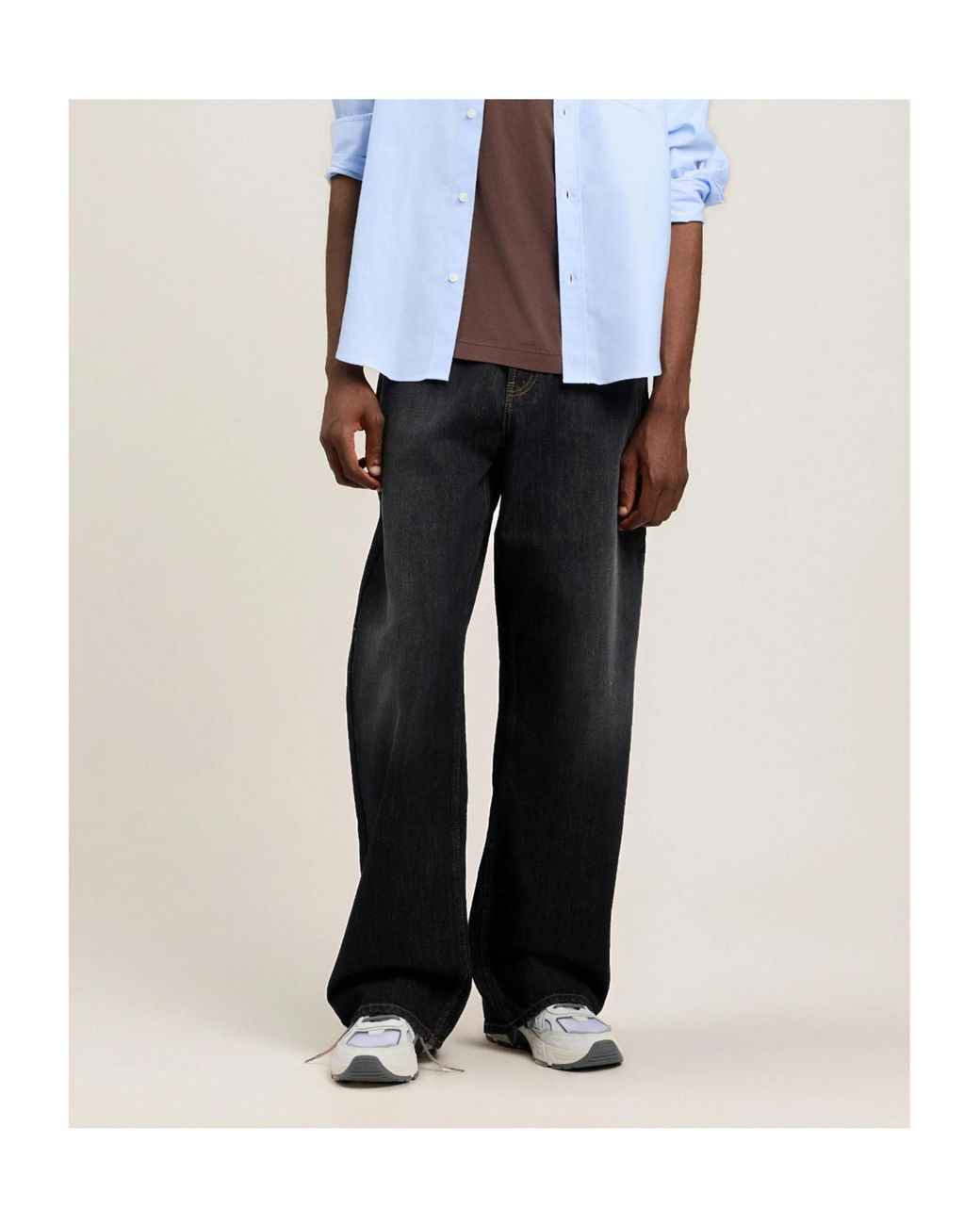 Palm Angels Blue Curved Logo Loose Jeans for men