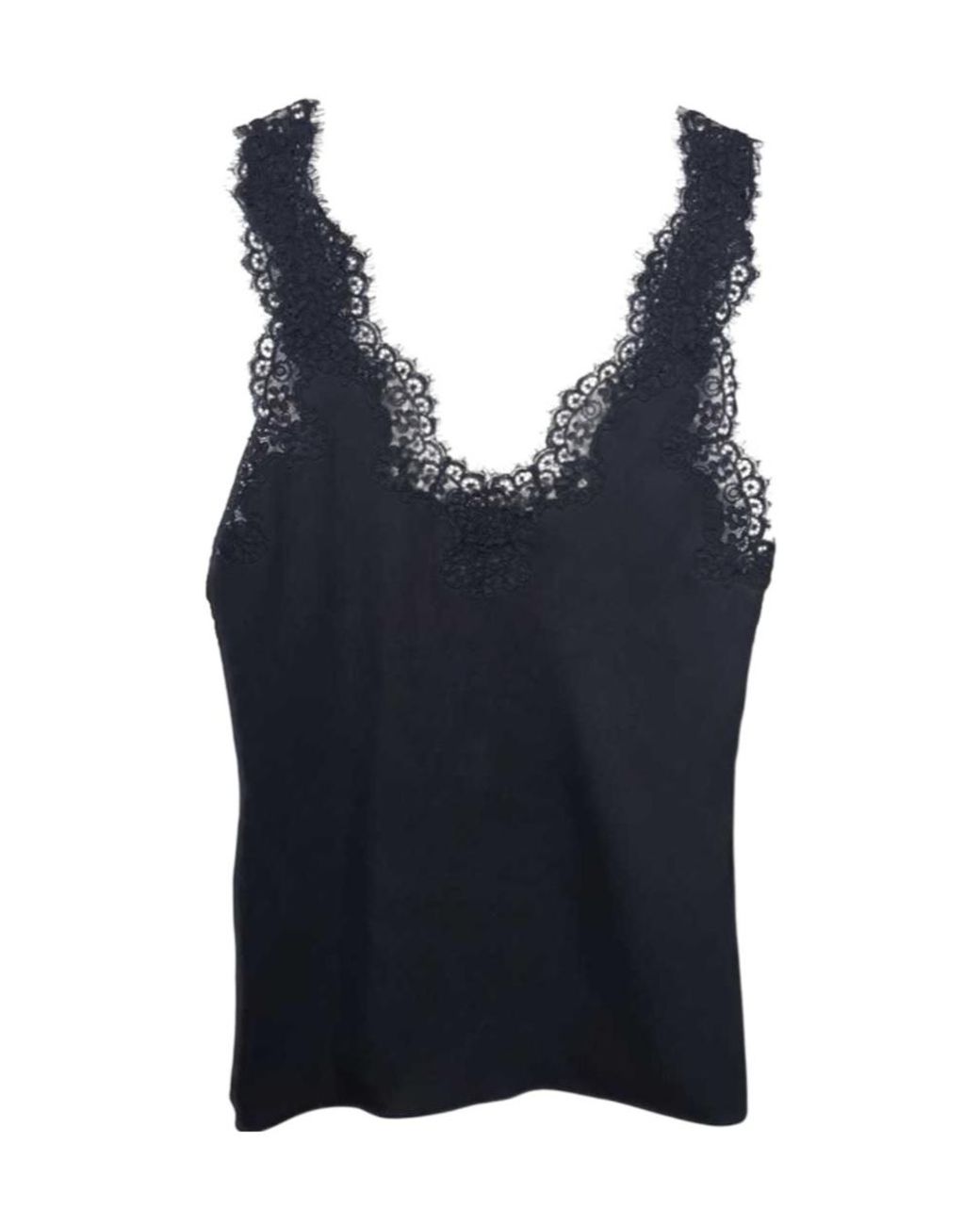 Stella McCartney Blue Lace-Trim Satin Top