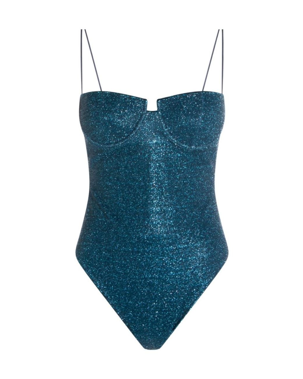 Oseree Blue Oséree Lurex Underwired One Piece Swimsuit