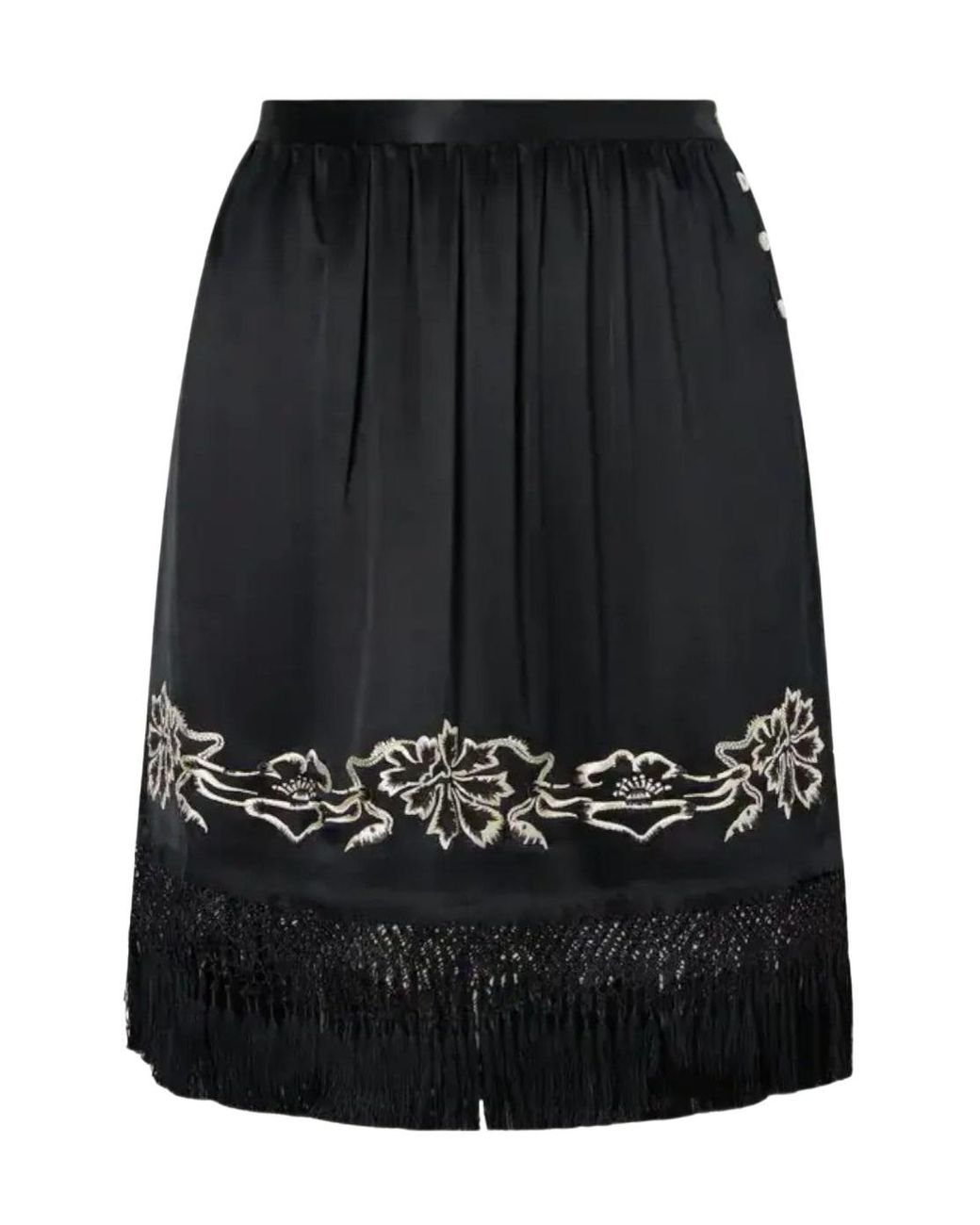 Bode Black Embroidered Mini Skirt