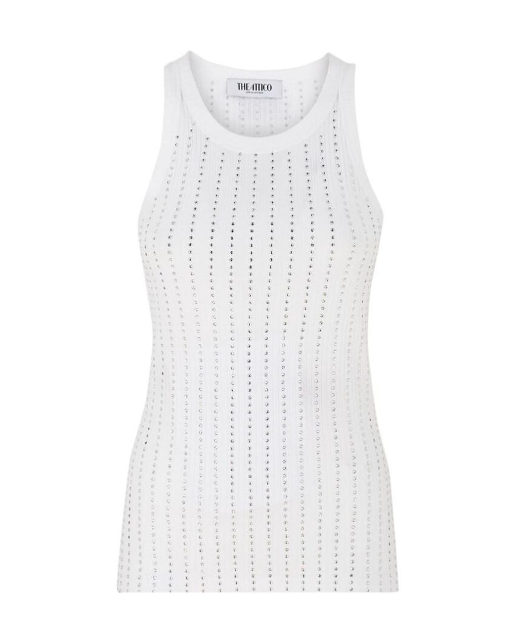 The Attico White The Jersey Ribbed Tank Top