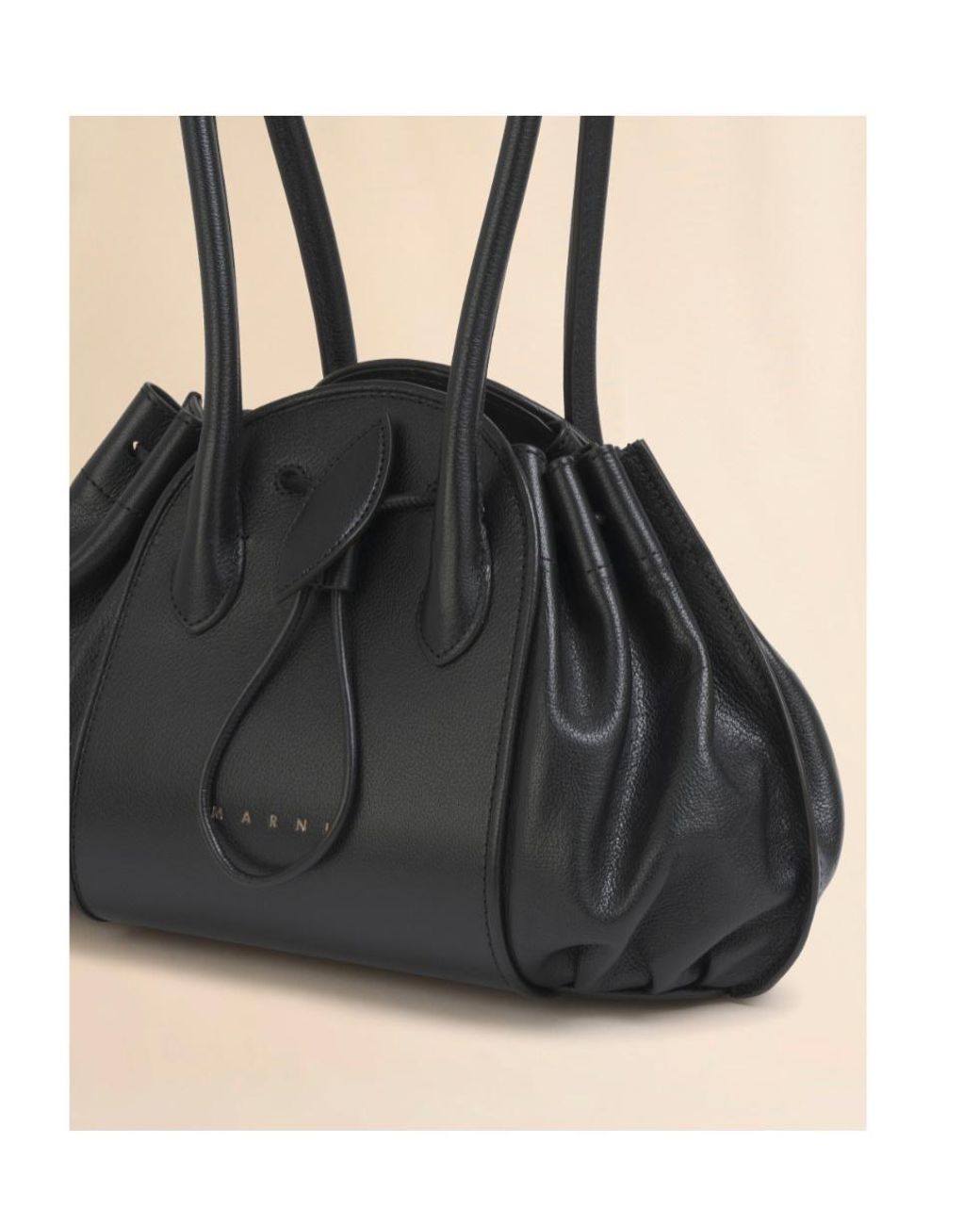 Marni Black Tulipea Logo Stamped Shoulder Bag